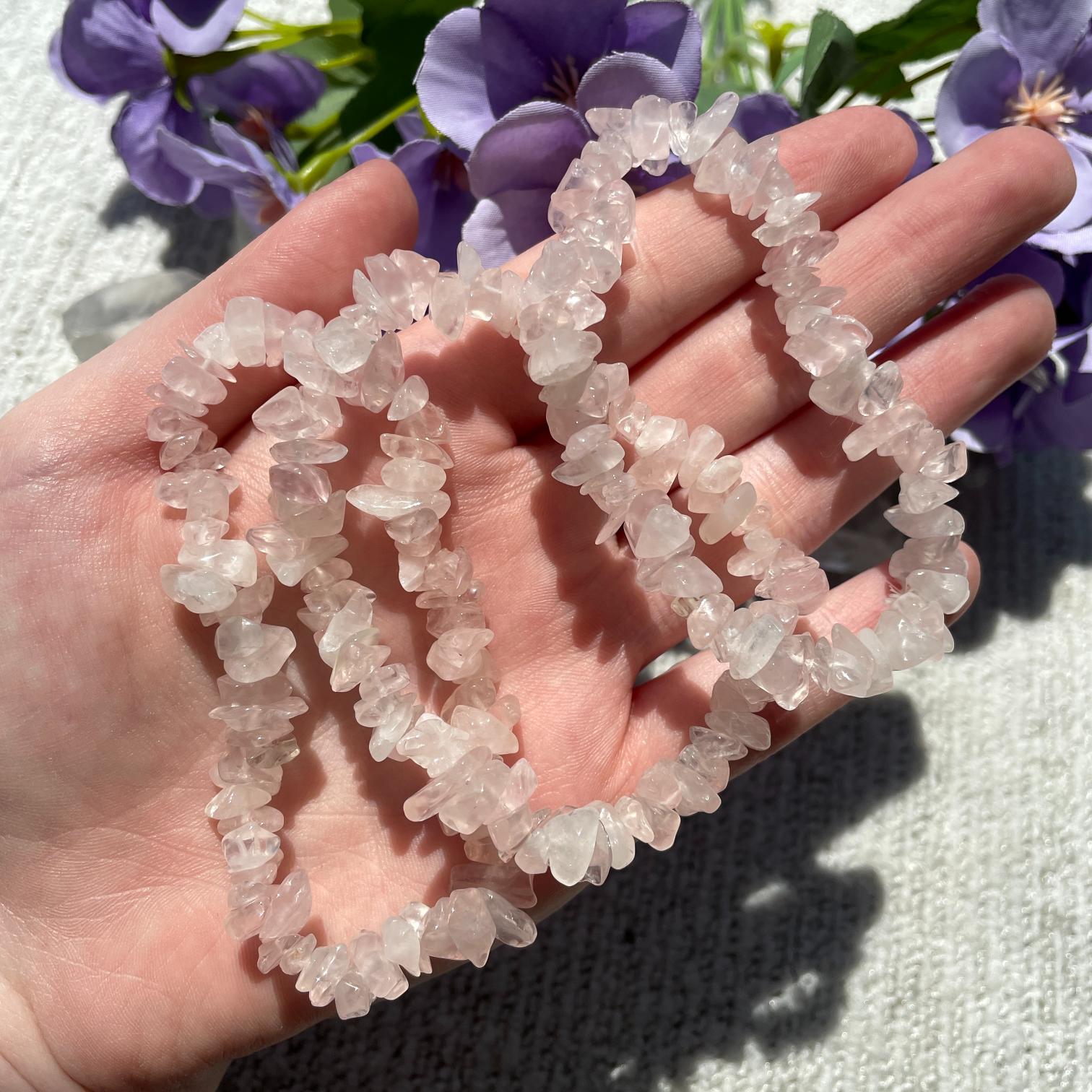 Rose Quartz Chip Bracelet (IN) Rose Quartz Chip Bracelet (IN)